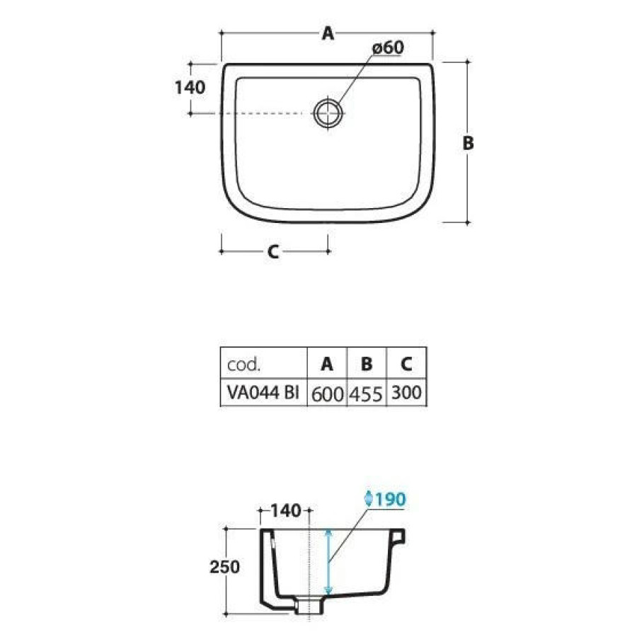 Раковина Globo VA044BI ARTCOMPL, 60 см