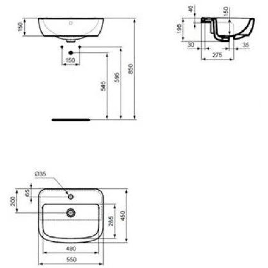 Раковина полувстраиваемая Ideal Standard Tempo 55x45 T059001