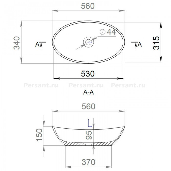 Раковина Salini Noemi 55.5x34 1101203SM S-Stone
