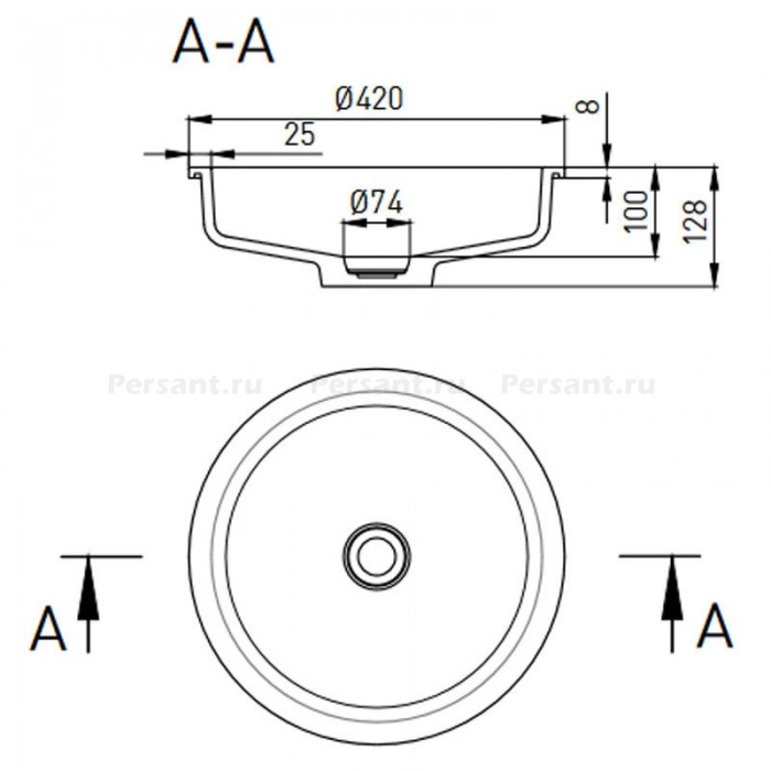 Раковина Salini Marea 42x42 1802204M S-Stone