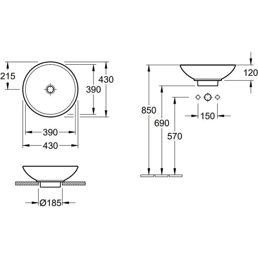 Раковина накладная Villeroy & Boch Loop&Friends D43 51440001