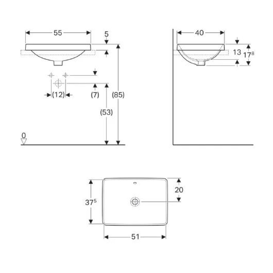 Раковина встраиваемая Geberit VariForm 55x40 500.736.01.2