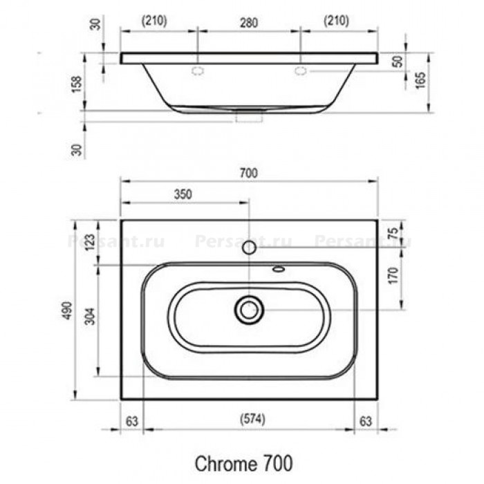 Умывальник Ravak Chrome 70x49 см XJG01170000