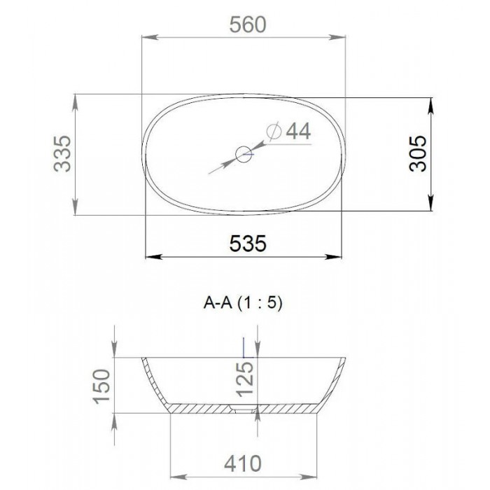 Раковина Salini Sofia 55.5x33 1101206SM S-Stone