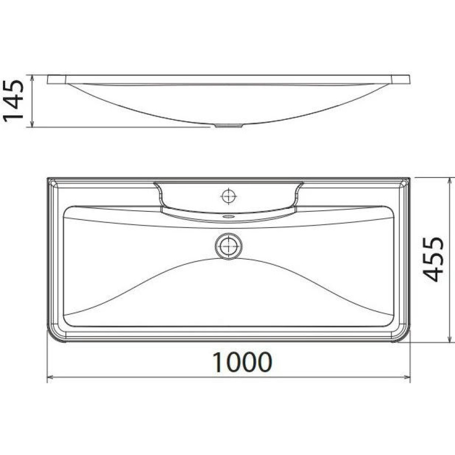 Раковина BelBagno 100 прямоугольная (BB1000/455-LV-MR-ALR)