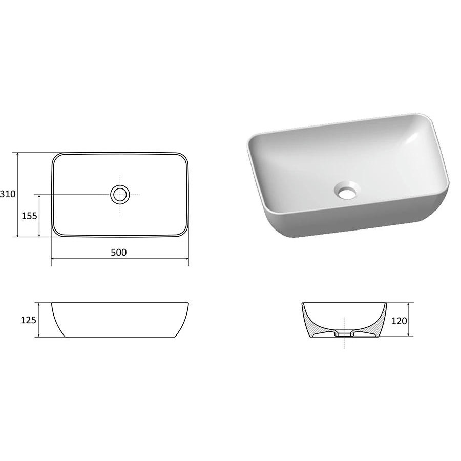 Керамический умывальник Ravak Ravak UNI 500 R SLIM XJX01150001