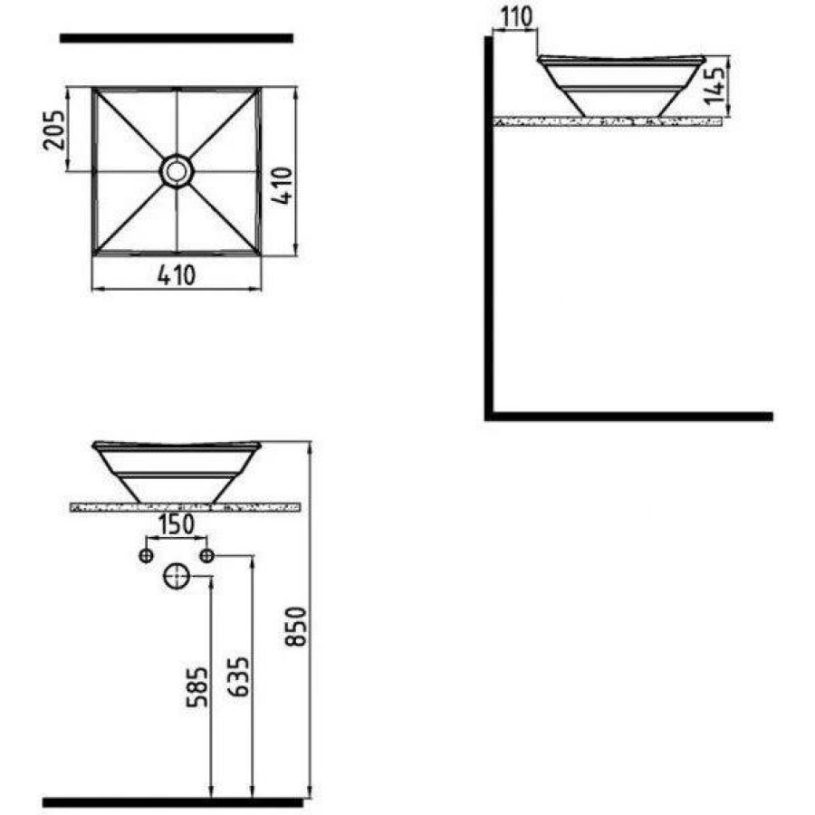 Раковина Bien Kristal 41х41 KRLG04101FD0W3000