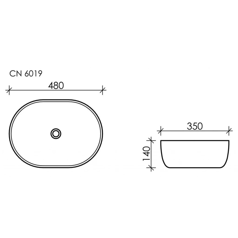 Раковина накладная 48х35 см Ceramica Nova Element CN6019