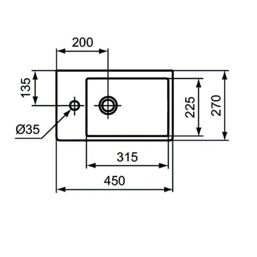 Раковина асимметричная Ideal Standard Strada 45x27 K081701