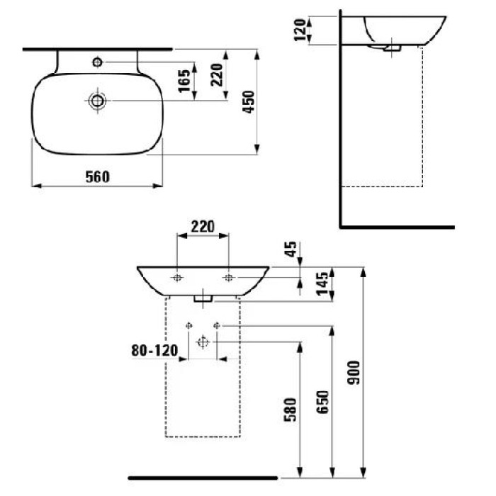 Раковина Laufen Ino Saphir Keramik 56х45 8.1030.2.000.104.1