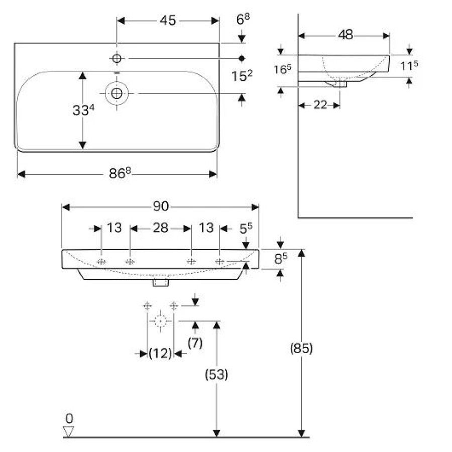 Раковина Geberit Smyle Square 90x48 500.251.01.1