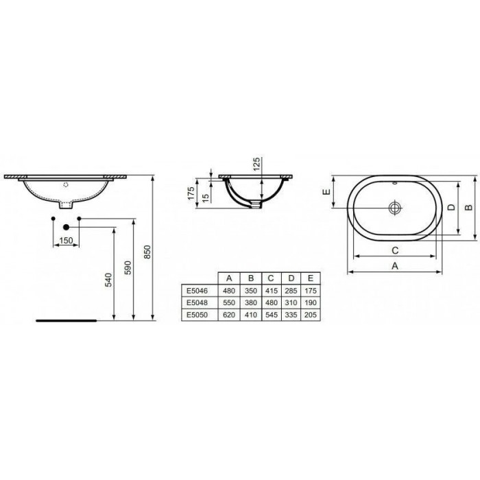 Раковина Ideal Standard Connect 62x41 E505001