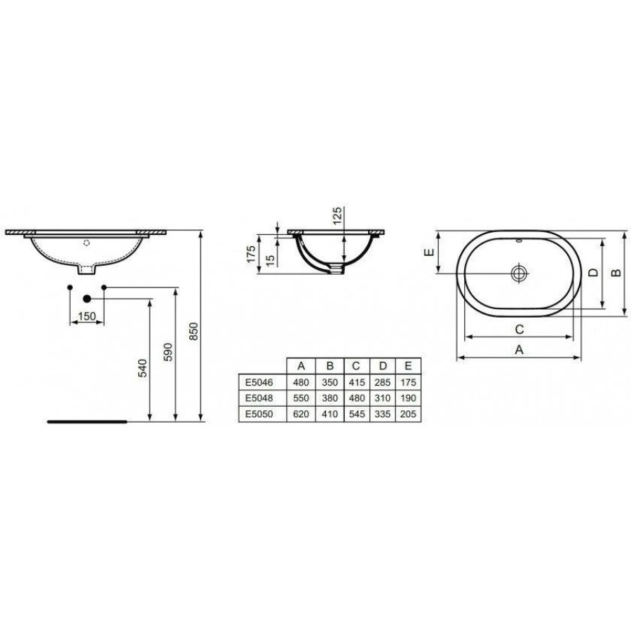 Раковина Ideal Standard Connect 62x41 E505001