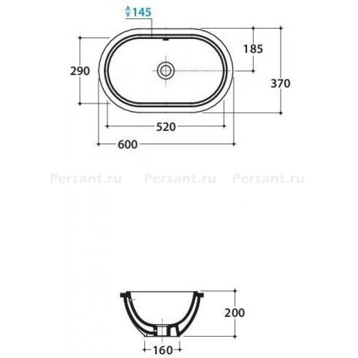 Раковина Globo FORTY3 60x37 SC043BI встраиваемая снизу, белая