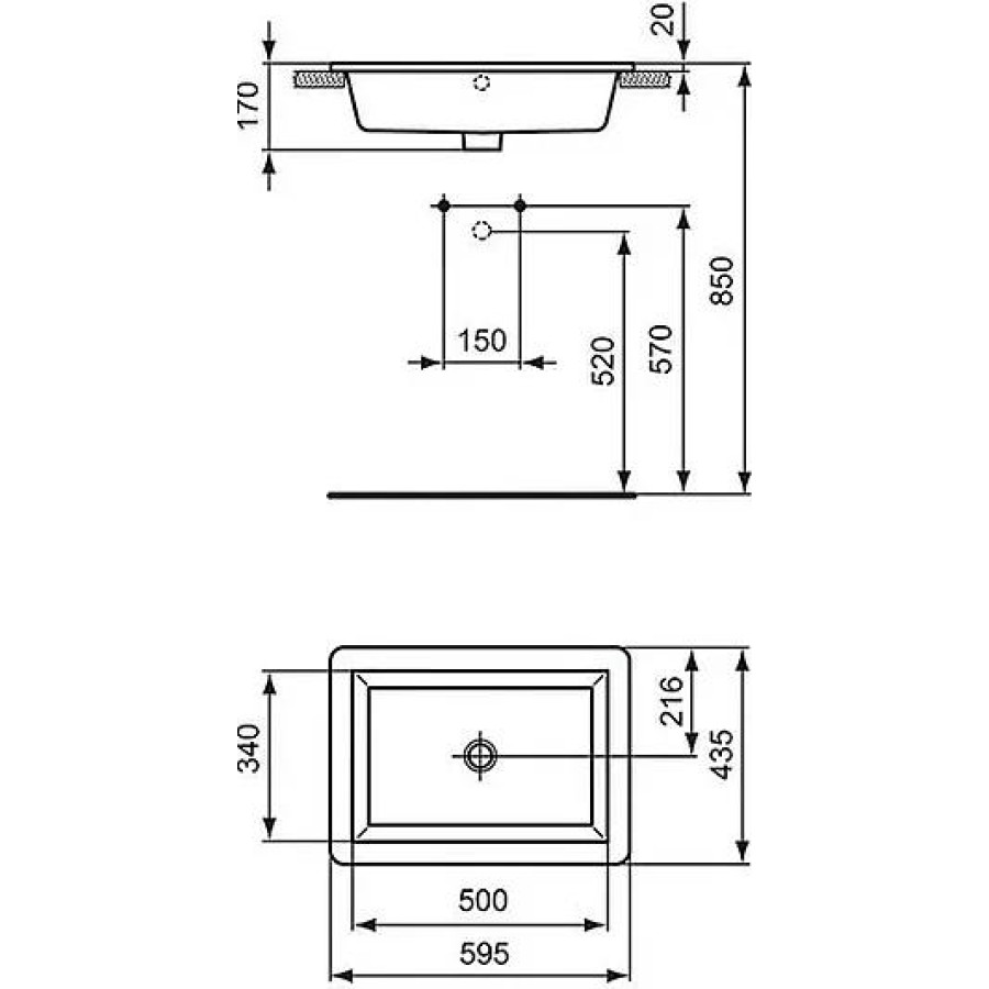 Раковина встраиваемая Ideal Standard Strada 59x43 K078001