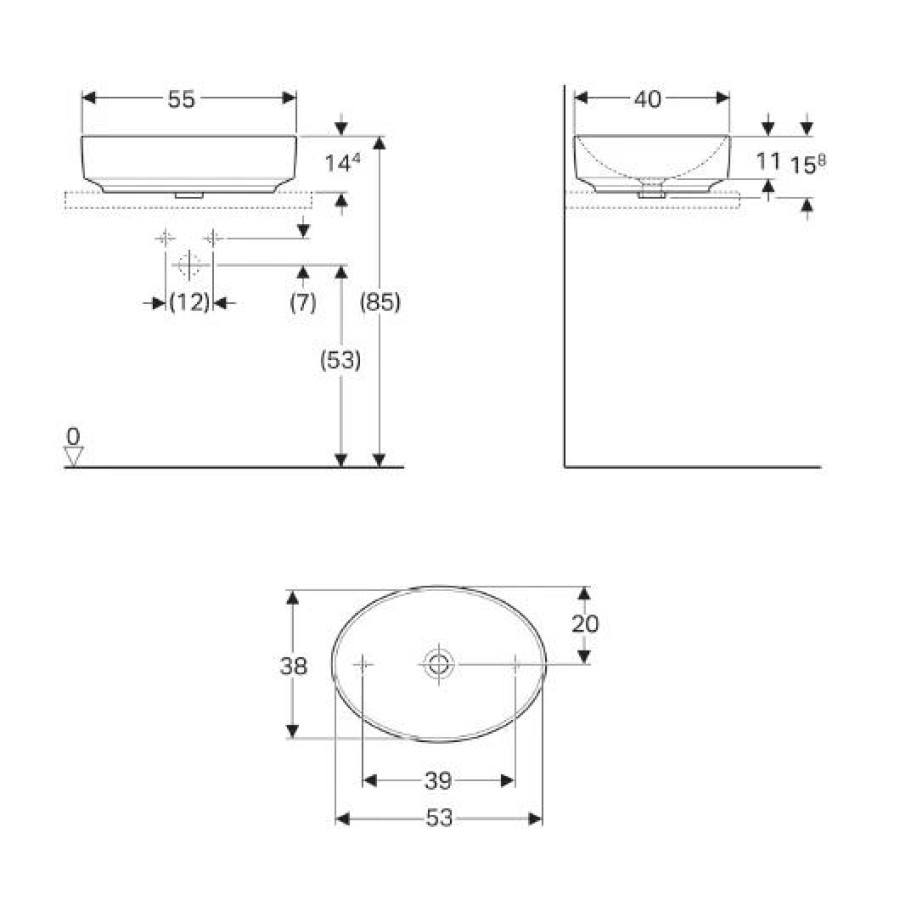 Раковина накладная Geberit VariForm 55x40 500.771.01.2