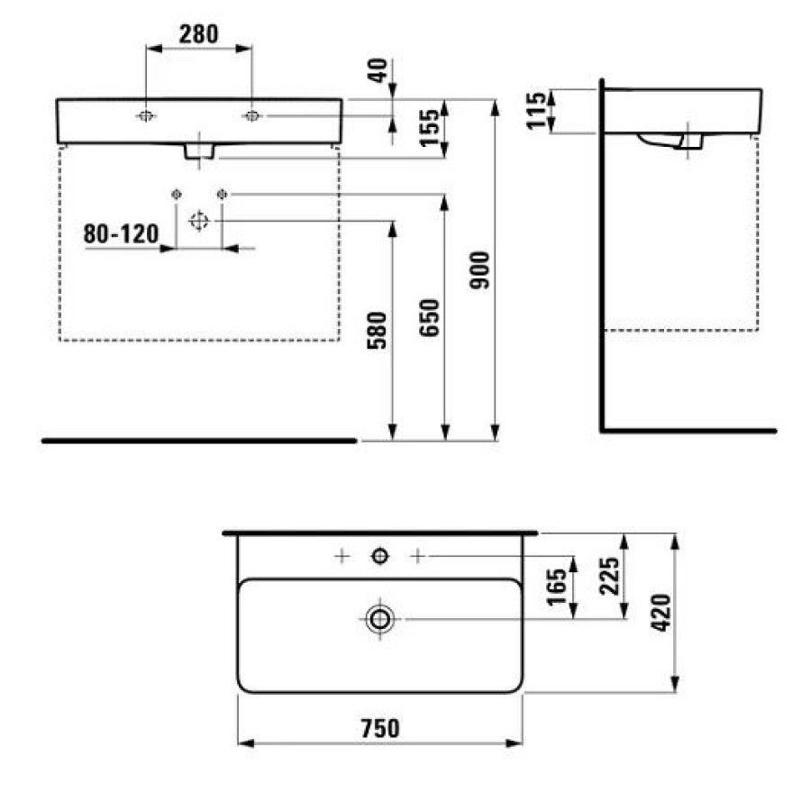 Раковина накладная Laufen Val 75x42 8.1028.5.000.104.1 с отверстием под смеситель