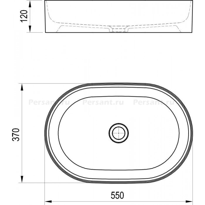 Раковина накладная Ravak UNI 550 O SLIM XJX01155001
