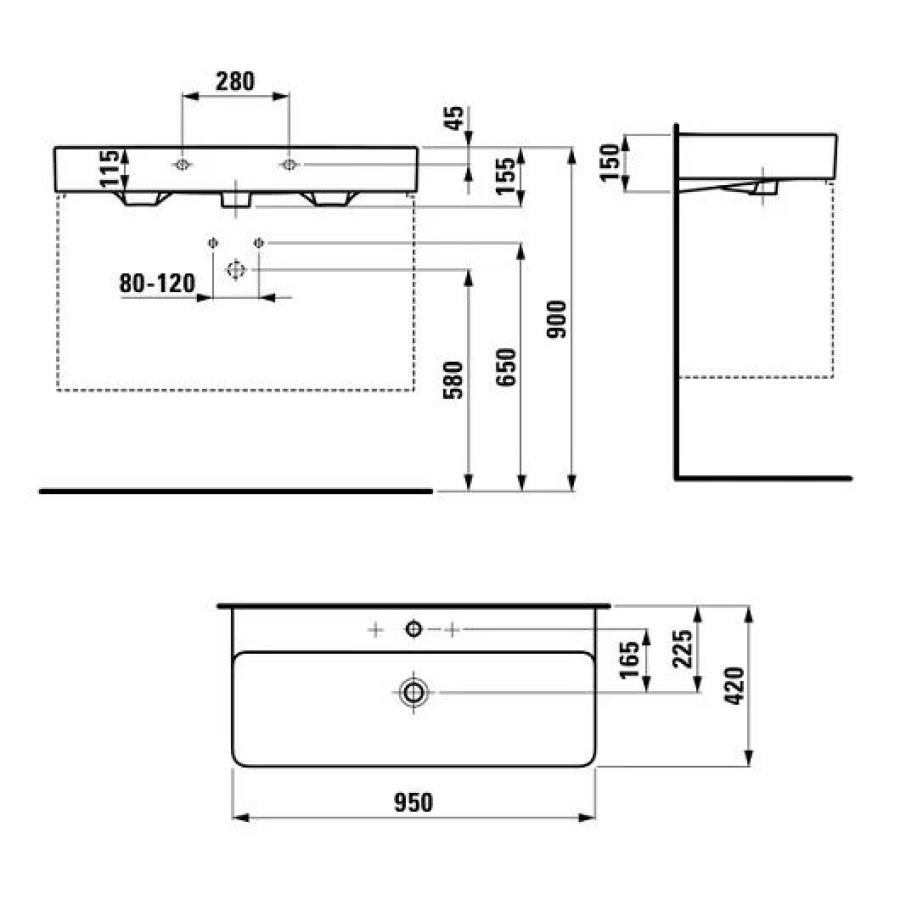 Раковина Laufen Ino Saphir Keramik 95x42 8.1028.7.000.104.1