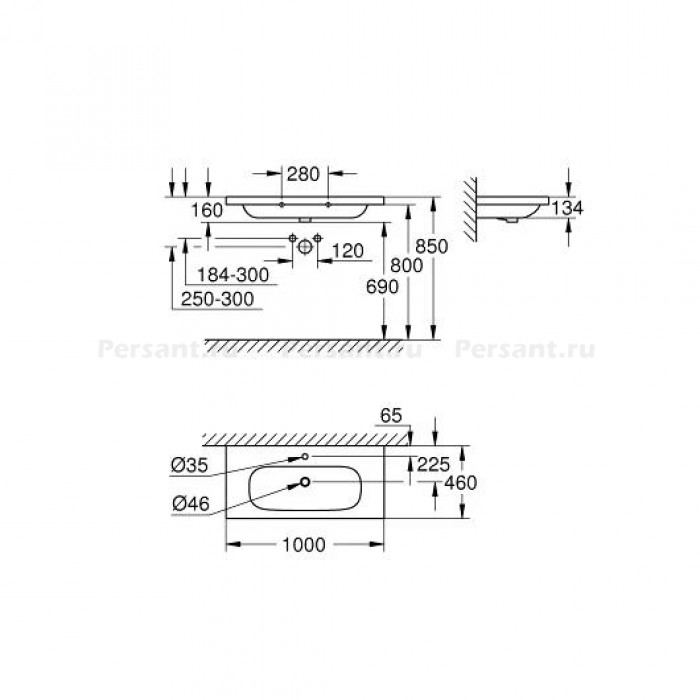 Раковина 100х46 см Grohe Euro Ceramic 3958500H