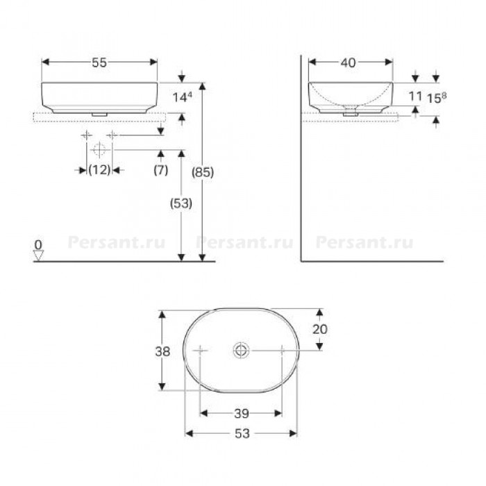 Раковина накладная Geberit VariForm 55x40 500.774.01.2