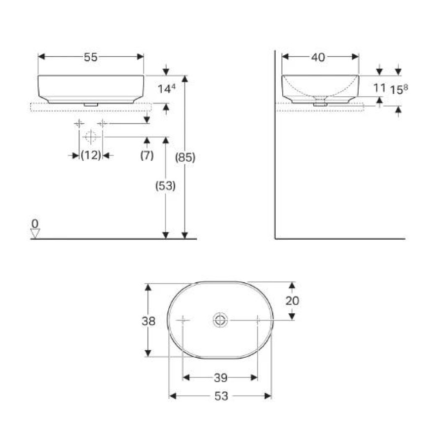 Раковина накладная Geberit VariForm 55x40 500.774.01.2