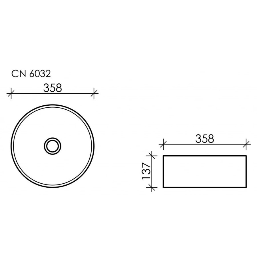 Раковина накладная 36 см Ceramica Nova Element CN6032