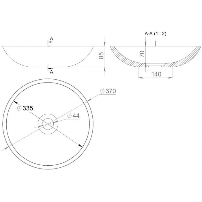 Раковина Salini Callista 37x37 1101105G S-Sense
