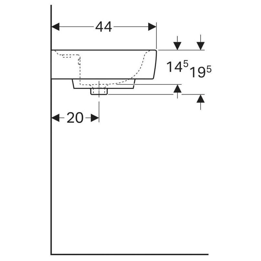 Раковина накладная Geberit Renova Nr. 1 Plan 55x44 225155000