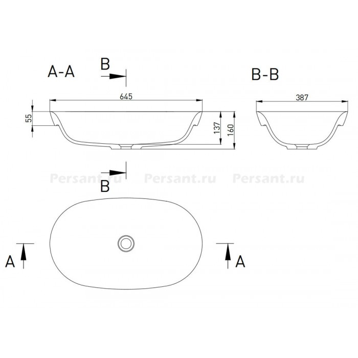 Раковина Salini Marea 64.5x38.7 1802201M S-Stone