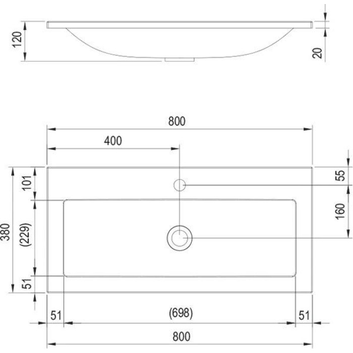 Раковина мебельная Ravak Clear 80x38 XJJ01180000
