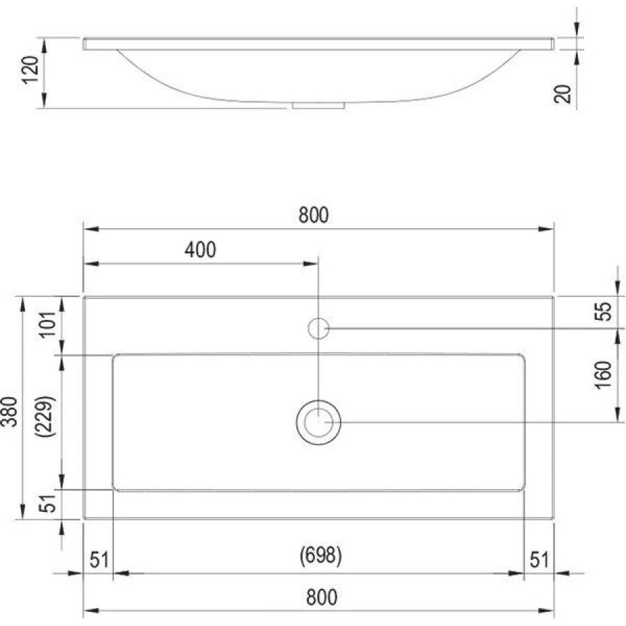 Раковина мебельная Ravak Clear 80x38 XJJ01180000