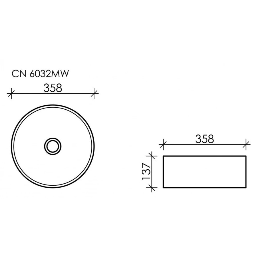 Раковина накладная 36 см Ceramica Nova Element CN6032MW