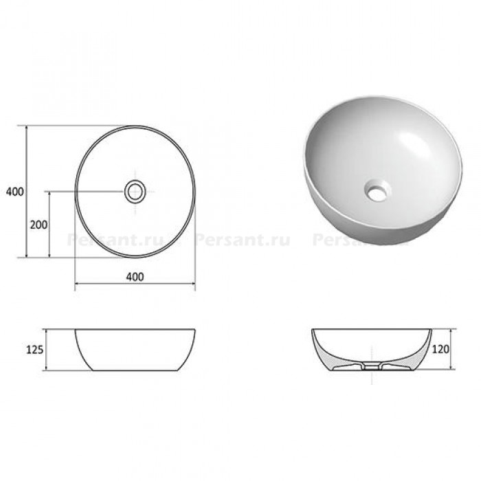 Раковина накладная Ravak Uni 400 B Slim XJX01140003 белый