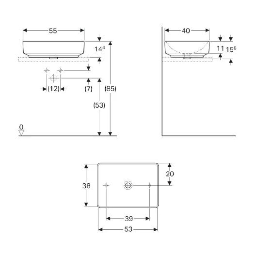 Раковина накладная Geberit VariForm 55x40 500.779.01.2