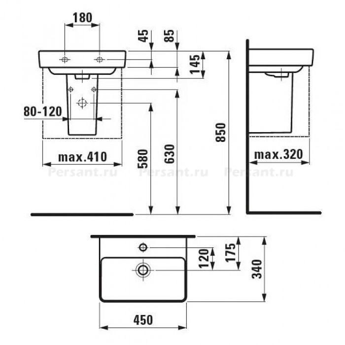 Раковина подвесная Laufen Pro S 45x34 8.1596.1.000.104.1