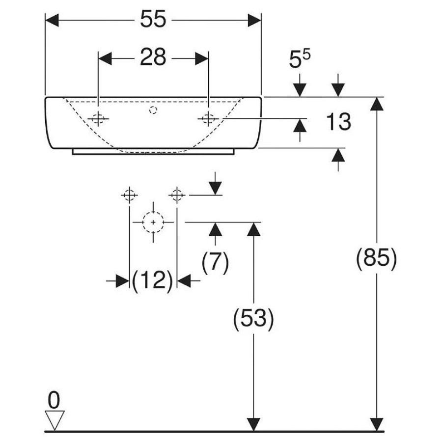 Раковина накладная Geberit Renova Nr. 1 Plan 55x44 225155000