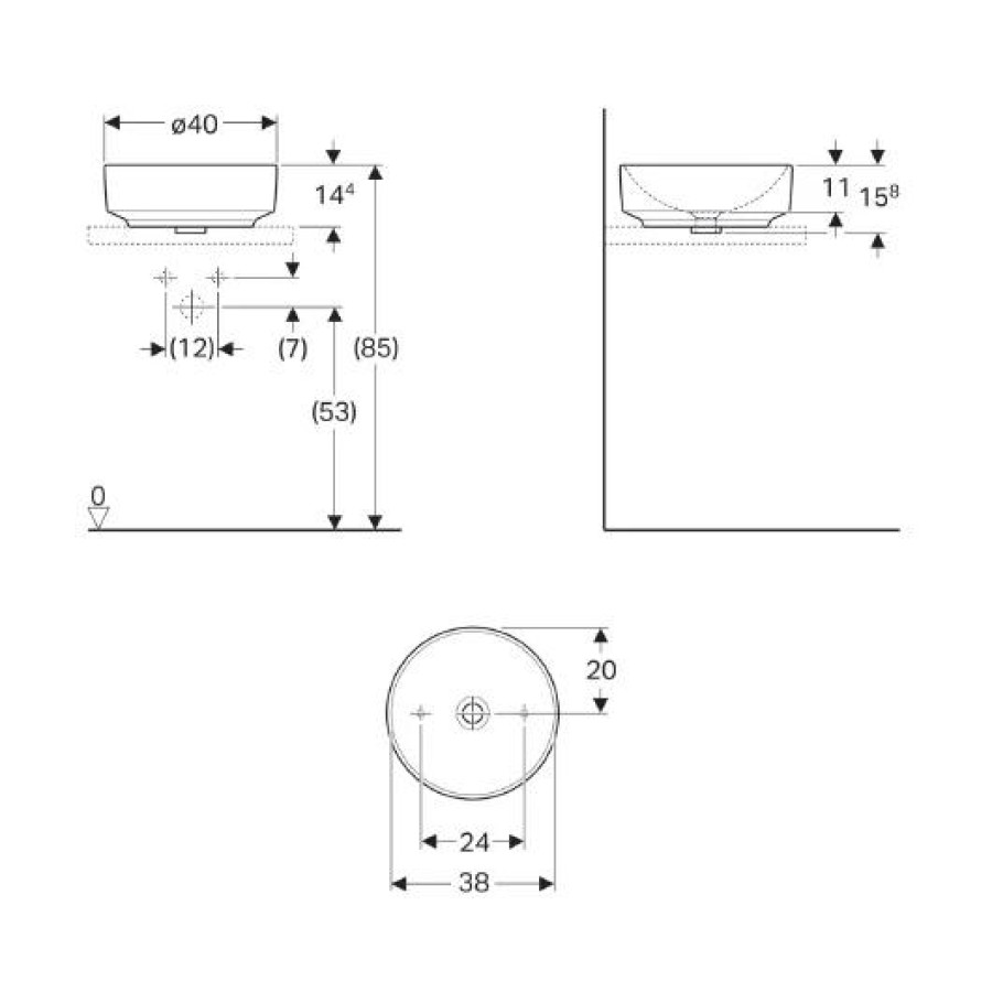 Раковина накладная Geberit VariForm 40x40 500.768.01.2