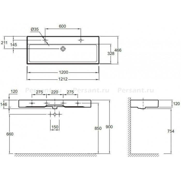 Раковина Jacob Delafon Vivienne EXBK112-00 120x46