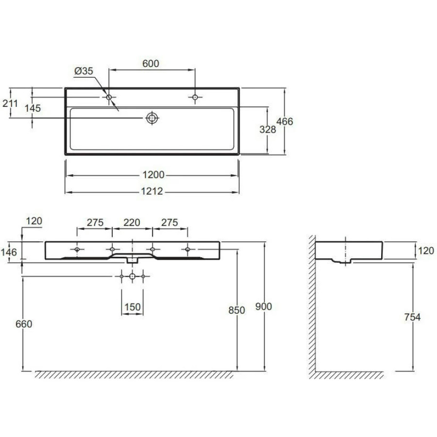 Раковина Jacob Delafon Vivienne EXBK112-00 120x46