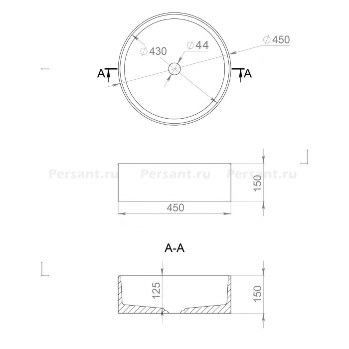 Раковина Salini Armonia 45x45 130112G S-Sense