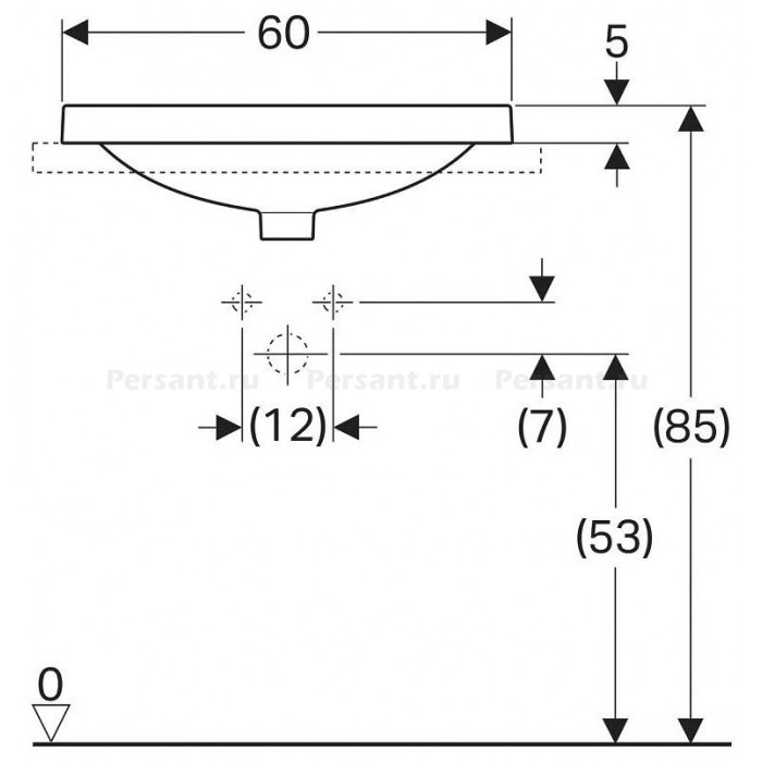 Раковина встраиваемая Geberit VariForm 60х40 500.728.01.2