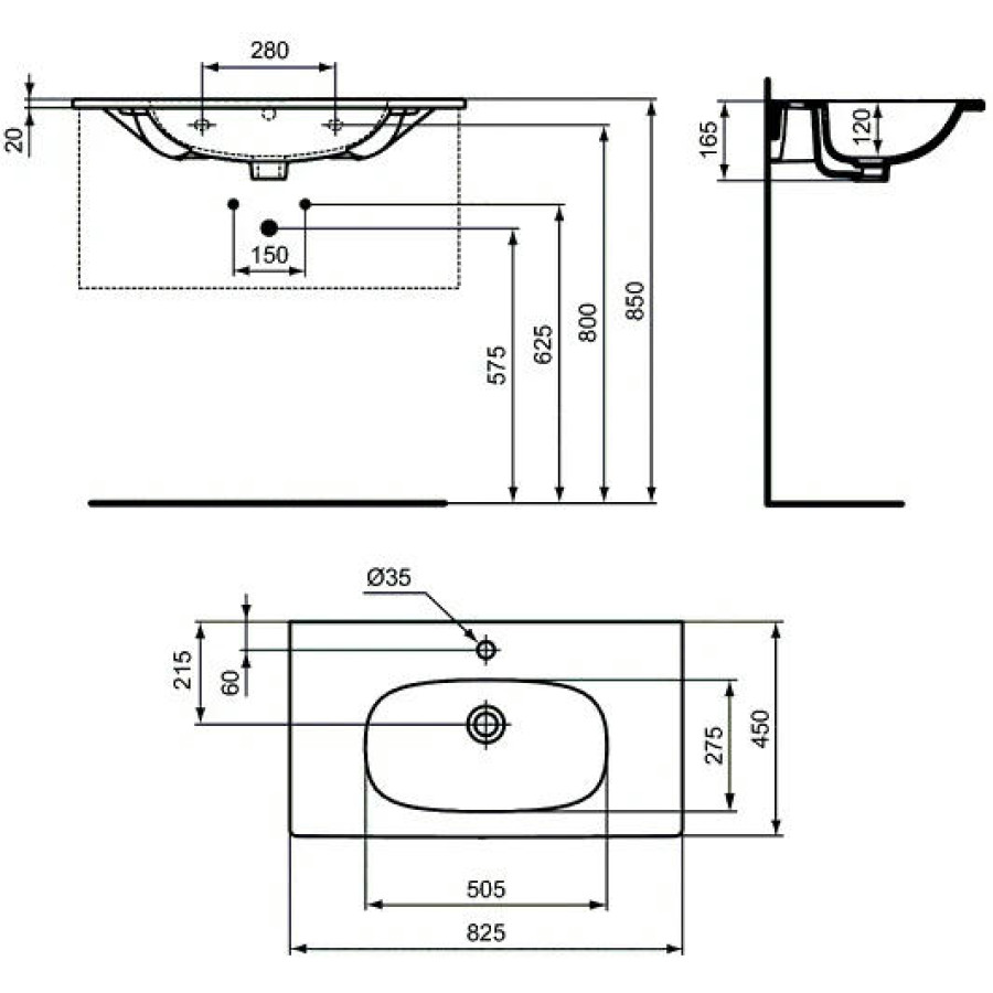 Раковина подвесная Ideal Standard Tesi 82x50 T350901