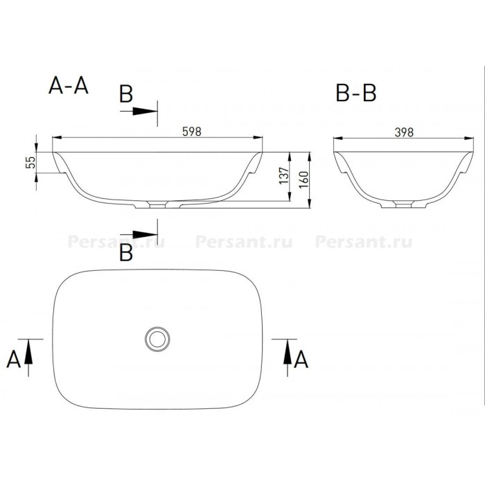 Раковина Salini Marea 59.8x39.8 1802202M S-Stone