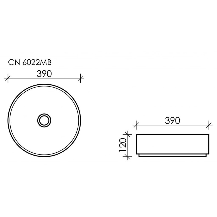 Раковина накладная 39 см Ceramica Nova Element CN6022MB