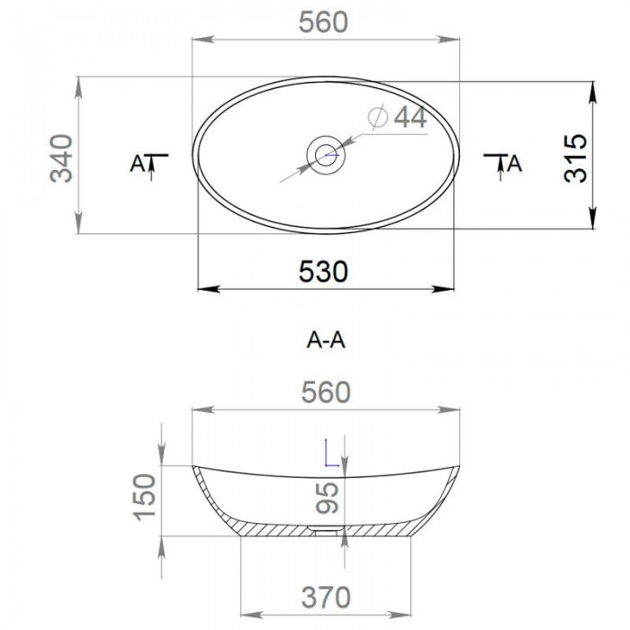 Раковина Salini Noemi 56x34 1101103G S-Sense