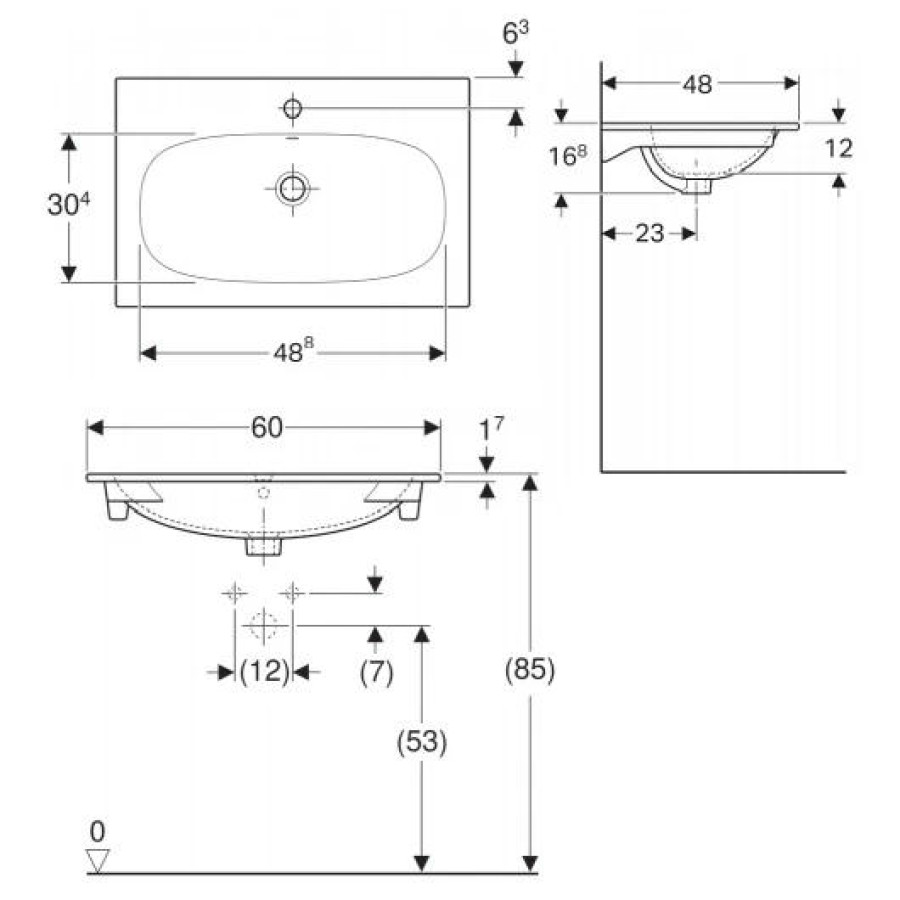 Раковина встраиваемая Geberit Acanto Slim 60x48 500.640.01.2