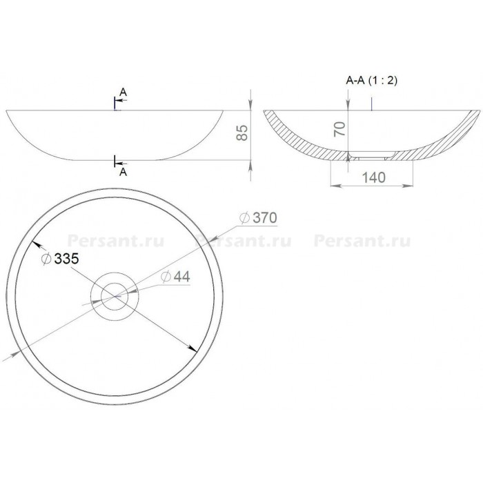 Раковина Salini Callista 36.5x36.5 1101205SM S-Stone