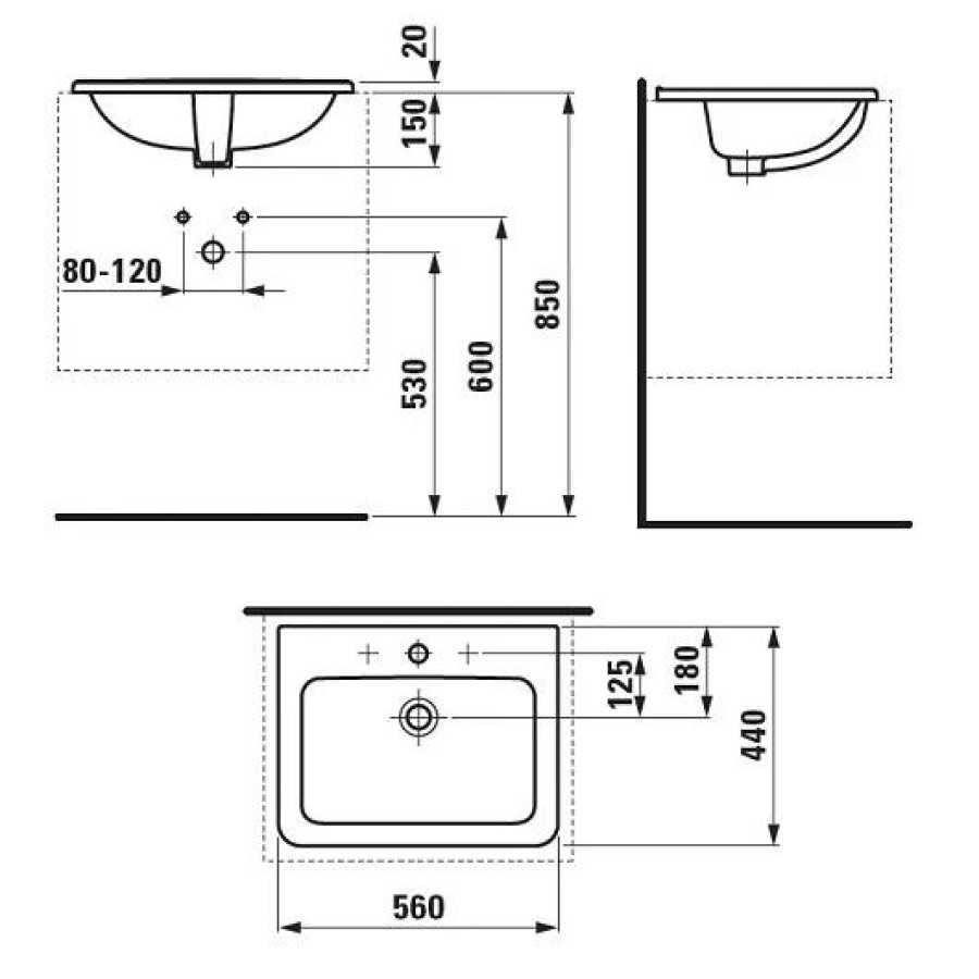 Раковина встраиваемая Laufen Pro 56x44 8.1396.1.000.104.1