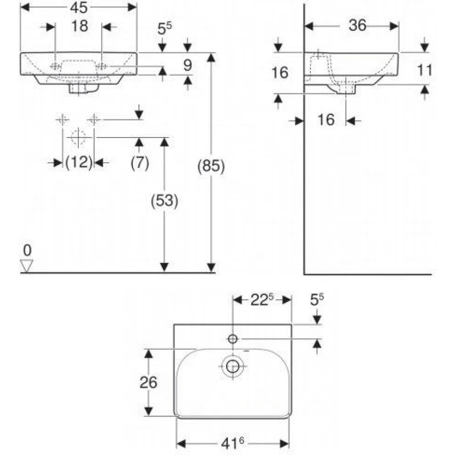 Раковина Geberit Smyle Square 45x36 500.222.01.1